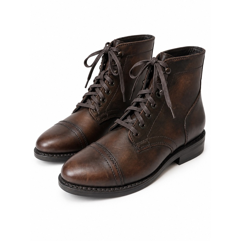 Thursday Boot Co Captain Dark Brown Leather Lace Up Cap Toe Boots Mens 8 US